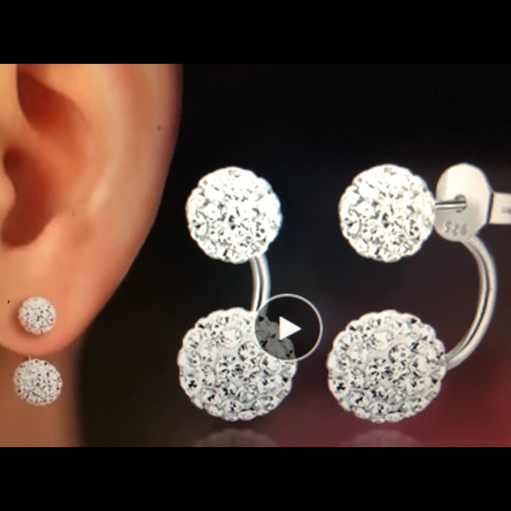 Shambhala U shape .925 and pave crystal earrings